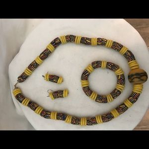 Hand crafted beaded necklace  set made in Ghana
